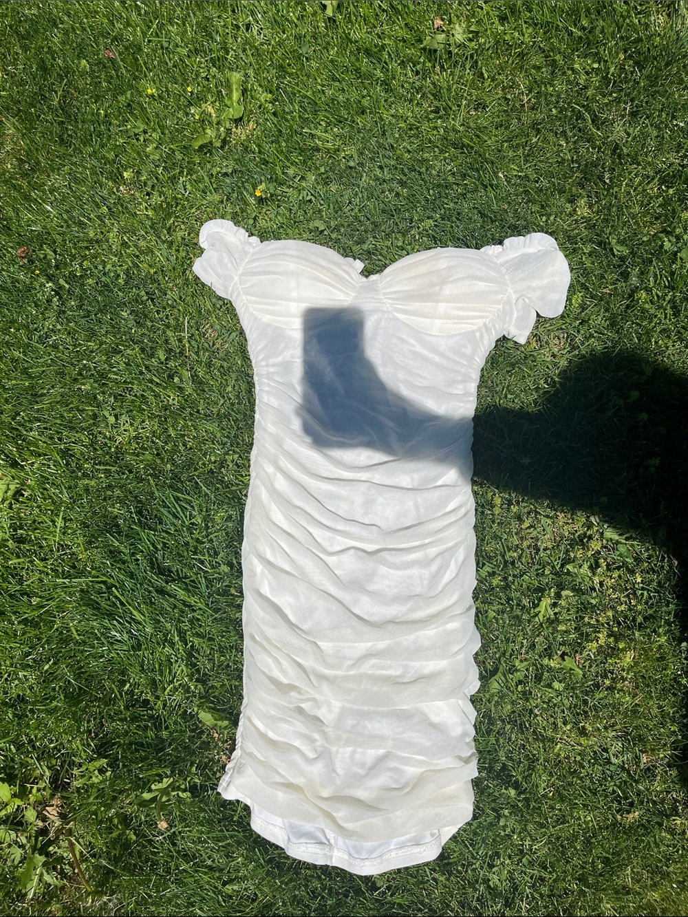 Windsor Y2K S White Off-Shoulder Ruched Mini Dress